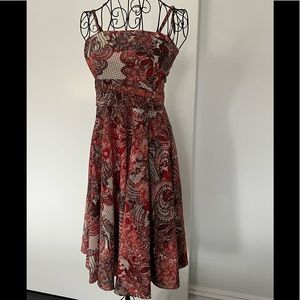 NW Alexander McQueen McQ VINTAGE print silk dress size 40 it (sz 4) detachable…